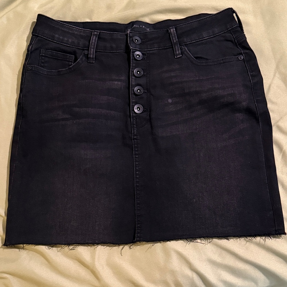 Kendall and Kylie frayed black denim skirt